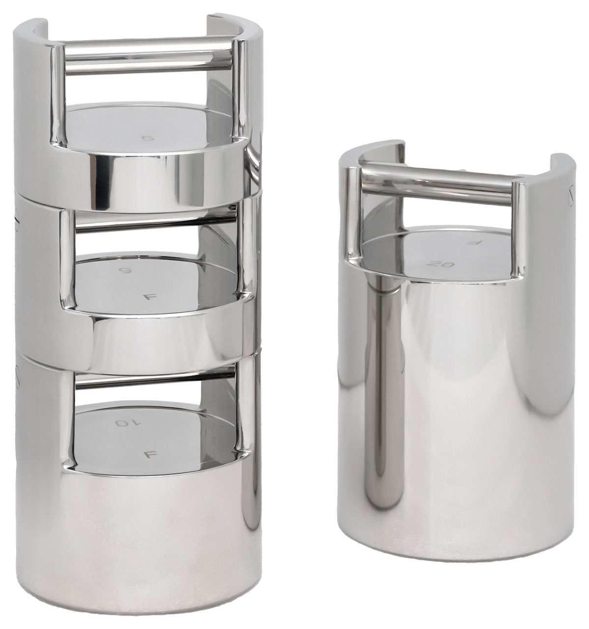 F1 Control weight, mirror-polished stainless steel, stackable